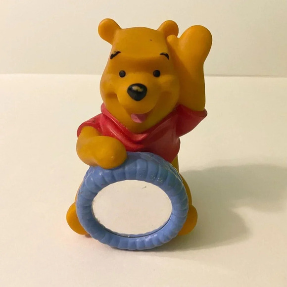 Vintage Lot of 4  Disney Winnie The Pooh Sqeak Toy Mirrorer Rattle and Figures - Picture 2 of 13